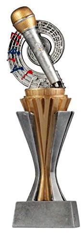 pokalspezialist Pokal Trophäe Singen SALAKA Superstar Mikrofon mit Gravur ca. 17 cm hoch Größe L