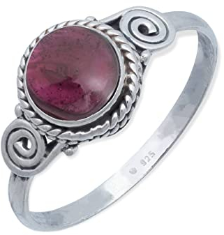 Ring 925 Silber Granat roter Stein Edelstein echt Silber Damen Sterling Silber Geschenk (MRG-021-02-(50))