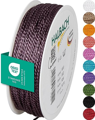 Halbach Seidenbänder Premium Kordel (Dunkles Flieder) | Breite 2mm Länge 50m | Made in Germany & Öko-Tex Zertifiziert | glänzende Satinkordel aus Acetat