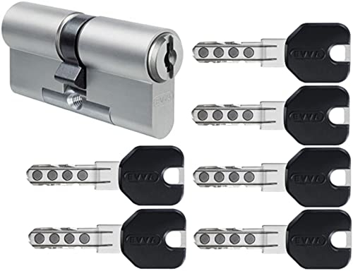 EVVA MCS Doppelzylinder mit 6 Design-Schlüssel schwarz, Länge (a/b) 31/51mm (c=82mm), einzigartige Magnet-Technologie, Not-u. Gefahrenfunktion BSZ, Modularbauweise SYMO, Aufbohr-, und Ziehschutz KZS