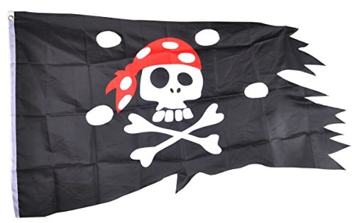 eZAKKA Bandera Pirata, 1 Bandera de Clavera del Cráneo para Decoración de Fiestas de Niños, Halloween, Restaurantes Etc, 2,54 x 4 ft