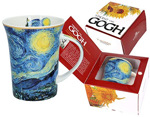 Carmani - Porzellan-Becher mit 'Sternennach' von Vincent Van Gogh dekoriert 350ml