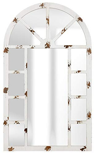 Patton Wall Decor 24 x 40 cm, specchio da parete con finestra ad arco bianco anticato