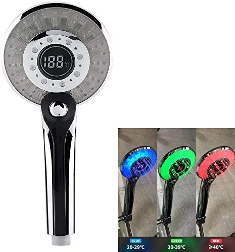 Cosiki Juli- 3 Sprühmodus Digitalanzeige Handbrause mit 3-Farben-LED-Licht zur Temperaturregelung