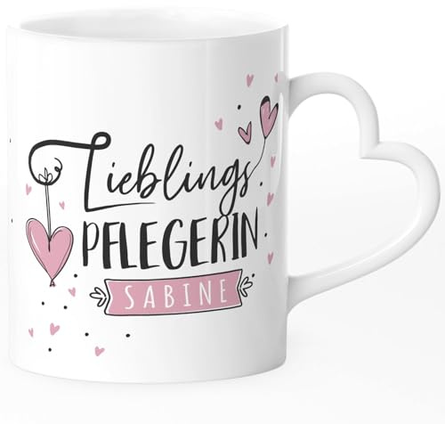 SpecialMe® Tasse Herzhenkel Lieblings-(style_variation_string) personalisierbar mit Namen persönliche Geschenke kleines Dankeschön Weiss Herz-Tasse