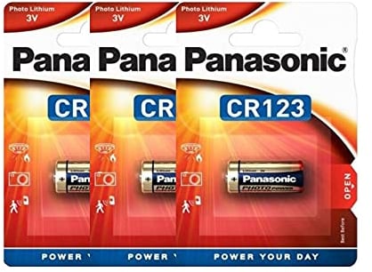 Batteria al litio Panasonic CR123A 3V - Blister 1x3 - Confezione da 3 blister