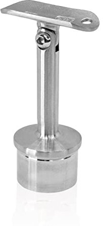 PRIOstahl Handlaufhalter für Rohr Handlaufträger Geländerhalterung Rohrhalter - 1 x Handlaufstütze stellbar mit Anschraubplatte Ø 42,4 mm für Rundrohr Handlauf Geländer aus Edelstahl V2A