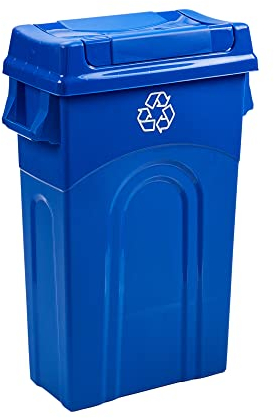 United Solutions Highboy Poubelle de recyclage avec couvercle basculant, 80 litres, profil fin pour économiser de l'espace et retrait facile du sac, poignées pour un transport facile, utilisation en