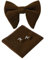 HOULIFE Fliege Herren Set - Verstellbare Fliege aus Samt Vorgebunden Fliege, einfarbige Einstecktuch, Manschettenknöpfe Set für Bräutigam Hochzeit formal mit Geschenkbox (Kaffee)