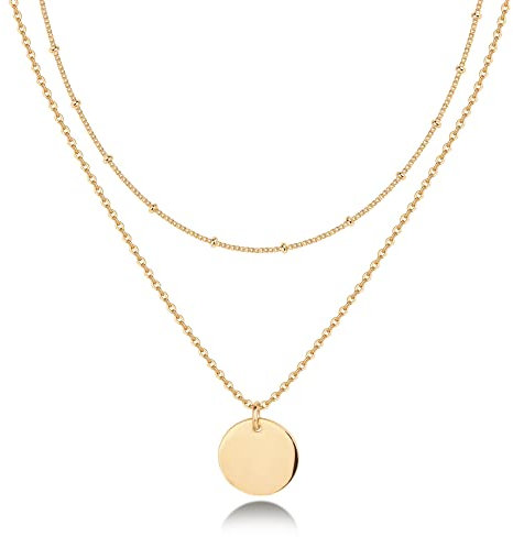 PAVOI 14K Gold Plated Layering Necklaces | Stylish Minimalist Design Pendant Necklaces | Butterfly, Heart, Lock, Evil Eye, Coin, Lightning Bolt, Circle, Cross Pendants for Women, 2, Yellow Gold, No