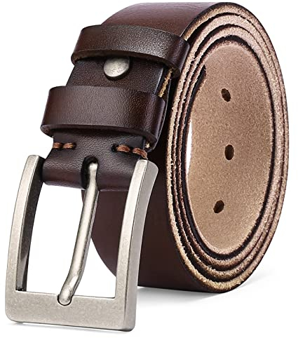 SENDEFN Herren Gürtel Vollledergürtel Leder Business Metall Retro Jeansgürtel 35mm breit kürzbar