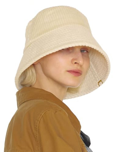 UNDERCONTROL Dicker Cord, gerippte Baumwolle, Gold Label, breit, tief, Lange Krempe, größenverstellbar, für alle Vier Jahreszeiten, Unisex, Warmer Anglerhut, Safari-Modehut, Korea (Cord, Elfenbein)