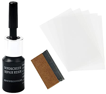 1 Set DIY Auto Windschutzscheibe Reparatur Harz Fenster Glas Aushärtung Kleber Auto Glas Kratzer Riss Wiederherstellung Kit für Risse, Bulls-Eye, Spinnennetz, sternförmige Glasreparatur - Schwarz
