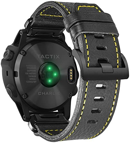 Kompatibel mit Garmin Uhrenarmband, Echtes Lederarmband, Retro Vintage Armband für Fenix/Forerunner/Vivoactive/Approach/MARQ/Quatix/D2 Series Tough Ersatzband