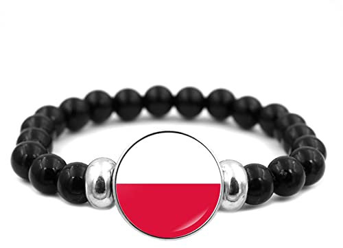 JEDTAKCT Polen-Flagge-Perlenarmband Für Damen – Time Gem, Kreatives Perlenarmband, All-Match-Flaggen-Armband, Handgefertigter Schmuck Für Männer Und Frauen, Paar, Geschenk, Wie Abgebildet, Verste