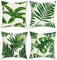 Bonhause 4er Set Kissenbezüge Tropische Blätter 40 x 40 cm Palmblätter Pflanze Polyester Leinen Dekorative Kissenhülle Grün Zierkissenbezüge für Garten Outdoor Wohnzimmer Zuhause Dekoration