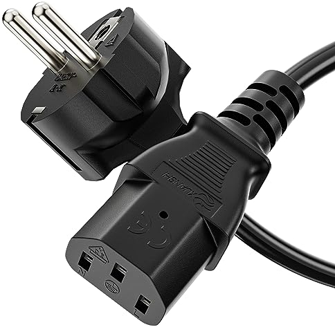 sonero Câble d'alimentation 3 Broches - 3 m - Contact de Protection - Fiche Secteur vers Prise C13 Femelle - Câble d'alimentation pour Moniteur et imprimante PC - Noir