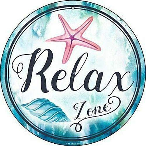 Relax Zone 30,5 cm rundes Metallschild Quiet Chill Stress Free Neuheit Heimdekoration