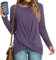 HOTGIFT Women's Halloween Autumn Casual Tunics Long Sleeve T-Shirts Front Twist Tee Tops Purple Large