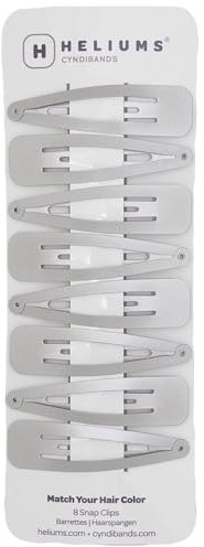 Heliums Fermagli per capelli grandi in metallo, 6,8 cm, colore grigio argento, da donna, finitura metallizzata, si fondono con il colore dei capelli, 8 pezzi