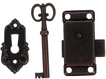 UKCOCO 2 Sätze Antikes Schloss Vorh?ngeschloss Schrank Schlösser Riegel Schranktürschlösser Vintage Garderobenschlösser Vintage Key Lock Alte Tür Zinklegierung Kabinett Mit Schlüssel