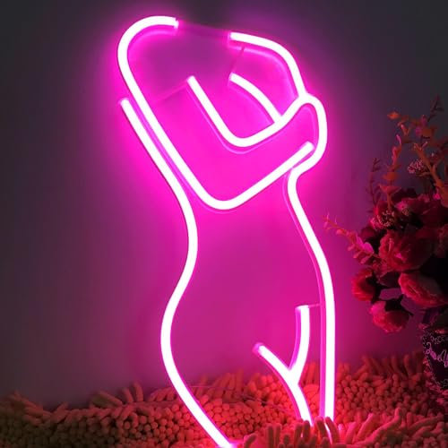 LED Pink Neon Light Bar Beauty Woman Line Design Light Atmosphere Party Secoration Light Creative Night Light Beauty Salon Lounge Night Light