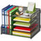 Marbrasse Schreibtisch Organizer mit Aktenhalter,5stöckig Papier-Briefablage,Netz-Schreibtisch-Organizer Aufbewahrung mit Zeitschriftenhalter für Bürobedarf(Schwarz no Schublade)