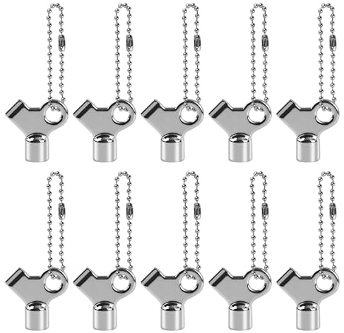 10pcs Radiator Bleed Valve Key, Copper Alloy Radiator Air Valve Key with Chain Hot Water Radiator Bleeder Key Metal Plumbing Valve Key Tool Accessories for Home Radiator
