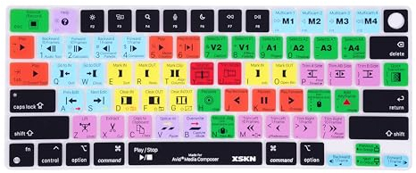 XSKN Avid Media Composer Shortcuts Silikon-Tastaturabdeckung für Apple M2 M3 Chip MacBook Air 13,6 Zoll (A2681 A3113) 15,3 Zoll (A2941 A3114) mit Touch ID US-Version