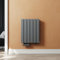 SUNXURY Badheizkörper Klein 600x465 mm Vertikal Flachheizkörper Seitenanschluss Anthrazit Handtuchwärmer Doppellagig Wandheizkörper mit Anthrazit Multiblock Thermostat