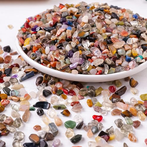 Fizdoqg 500g Edelstein Mix Mischung 8-12mm Edelsteine für Kinder Mini Trommelsteine Kleine Edelsteine Halbedelsteine für Dekoration, Edelsteinspiel, Kindergeburtstag (Stil 1)