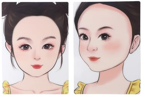 Lot de 2 Planches de Pratique de Peinture de Maquillage, Planche de Pratique de Peinture de Visage Réutilisable et Lavable, Modèle D'exercice de Peinture Réutilisable