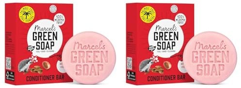 Marcel's Green Soap Hair Conditioner Bar Argan & Oudh - Eco-Friendly, Zero Plastic Packaging - Free from Palm Oil, Suitable for Vegans, Compact and Long-Lasting, 60 grams (Pack of 2)