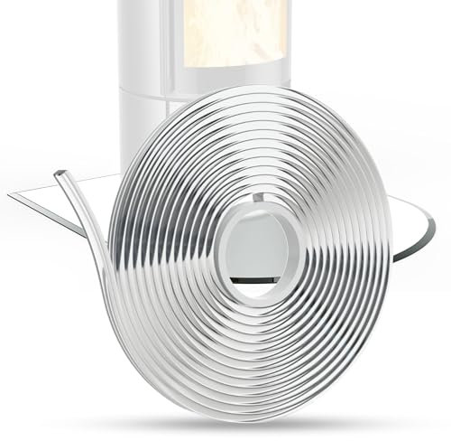 BIJON Flex Silikon-Dichtlippe Schmutzlippe für Kaminplatte, Glasbodenplatte, Ofenplatte, Bodenplatte, Kaminofenplatte - Kaminofen Dichtung Selbstklebend - Länge 4,5m