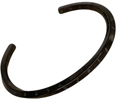 YABIS Nordischer Wikinger Armreif mit Futhark Runen, in schwarz, gold oder silber (schwarz, 64 mm)