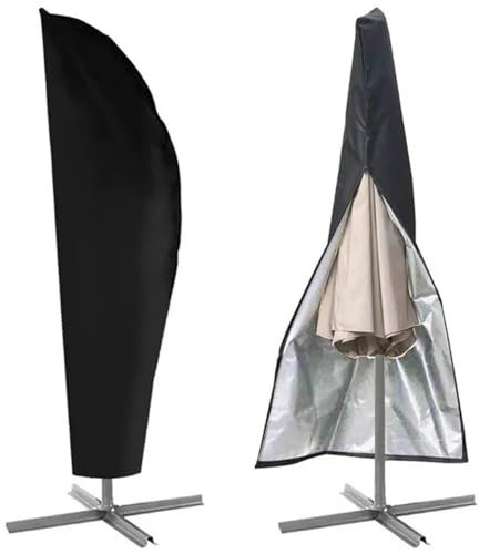 Cozylkx Waterproof Parasol Covers, 210D Oxford Fabric Cantilever Parasol Protective Cover with Zip and Adjustable Drawstring Cord, Anti-UV Garden Umbrella Cover, 265cm(40x70x50cm)