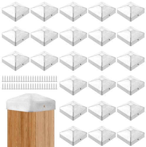 GBACHOOSE Lot de 24 capuchons de poteau - 7 x 7 cm - En acier inoxydable - Capuchons de poteau carrés - Capuchons de clôture pour poteaux, poteaux de clôture, poteaux en bois