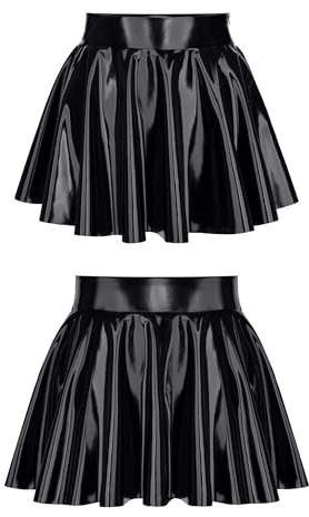 Demoniq Kinky Minirock aus glänzendem Wetlook-Material mit seitlichem Reißverschluss, perfekt kombinierbar für aufregende Looks! TDMaren001