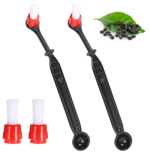 cobee 2 Pcs Espresso Brush, Espresso Machine Cleaning Brush Set With 2 Replaceable Heads, Coffee Grinde Decanter Cleaning Brush Tool Back Flush Insert for Home And Office