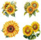 GORGECRAFT 4 Stil 16cm Sonnenblumen Fensteraufkleber Wiederverwendbar Sommer Herbst Gelbe Blumen Blüten Statische Glasfenster Aufkleber Filmaufkleber Zur Verhinderung von Vogelschlägen Für Glastüren I