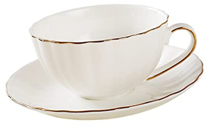 OHPHCALL Tazza Di Porcellana Piattino Set Da Caffè in Porcellana Bianca Tazzine Per Caffè Espresso e Cappuccino Tè e Cocktail