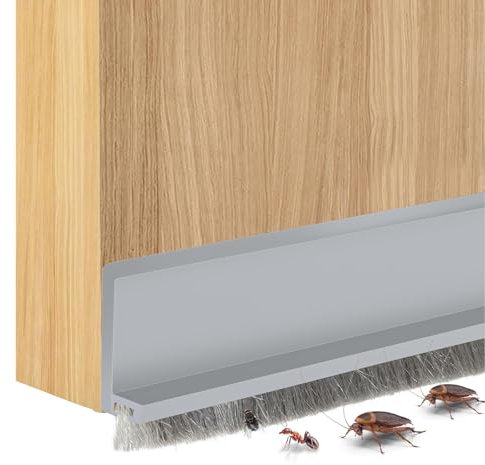 LCUHAVA 2 Piezas 100cm Gris Junta de Cepillo para Puerta, Burlete Puerta Entrada, Burlete Cepillo Puerta Autoadhesivo se Puede Cortar para Adaptarse ai Tamaño de la Puerta