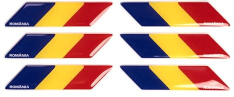 Flagge 3D Aufkleber Set – Wasserfest & UV-beständig – Epoxy Gel Sticker Set - 6 Pack (Romania)