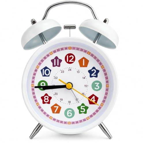 Doppelglockenwecker mit Nachtlicht,Kinderwecker ohne Ticken,Lauter Alarm | Klassischer Lauter Doppelglockenuhr Mit Hintergrundbeleuchtung,Leiser Nachttisch Wecker,Kinderwecker für Jungen und Mädchen