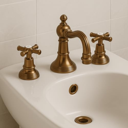 Rubinetto Bidet 3 Fori, Made in Italy – Rubinetteria Tuscany Classica Bagno Stile Retrò, Finitura Bronzo Pregiata, Miscelatore Bagno Retrò Elegante (Rubinetto Bidet 3 Fori, Bronzo)