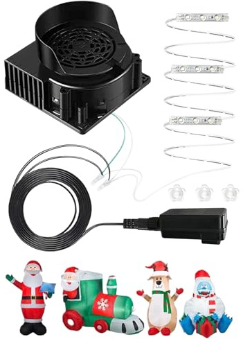 Luftgebläse Zum Aufblasen Aufblasbarer Artikel,Gebläse Ersatz Mit 3 LED Leuchten - Pumpe Zubehör Für Halloween Weihnachtszeit Feste Camping Garten Outdoor