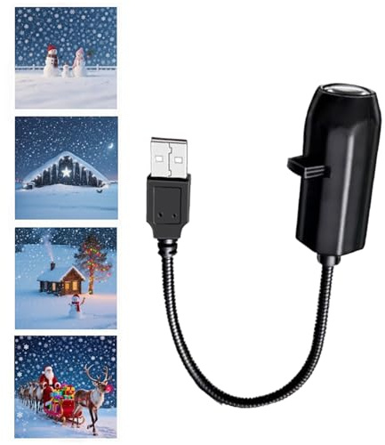 Proiettore Natale Esterno USB LED Rotante 360° Impermeabile Multicolore Effetti Stelle Fiocchi Albero Campana Renne Decorazione Casa Soggiorno Camera Da Letto Soffitto Parete Giardino Balcone