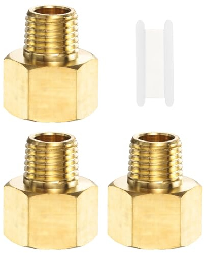 PATIKIL Messing Rohrverbinder 3 Stück, 1/4 Außen Auf 3/8 NPT Innen Reduzierung, Adapter Reduzierverlängerung Verbinder, Messing Fittings Für Wasser Gas Kühlung