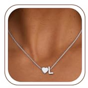 SLOONG Weihnachtsgeschenke für Frauen Mädchen Kinder, 18K Gold/Silber Vergoldet Herz Kette mit Buchstaben Personalisiert Wasserfest Halskette Verstellbares Goldschmuck Geschenke für Frauen Mädchen