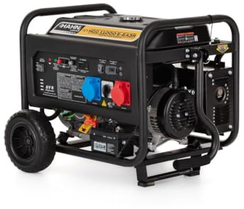 Hahn & Sohn HGG11000E-EA3R Benzin-Stromerzeuger 8,5 kW, 230/400 V | Spannungsumschalter, AVR, Elektro- und Handstart, 25-l-Tank, bis 7 h Laufzeit, Viertaktmotor 500 cm³